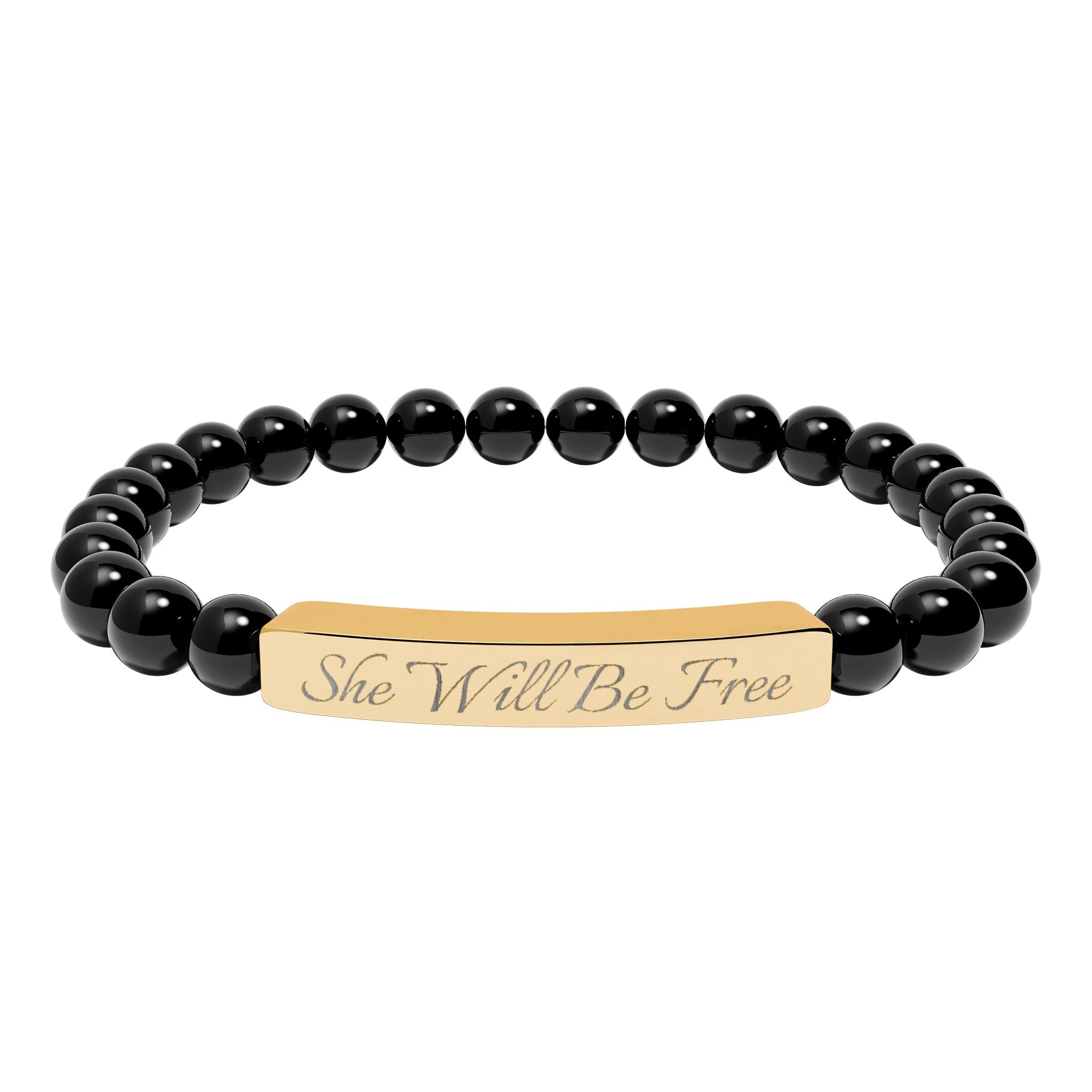 'She Will Be Free' Engraved Crystal Bracelet