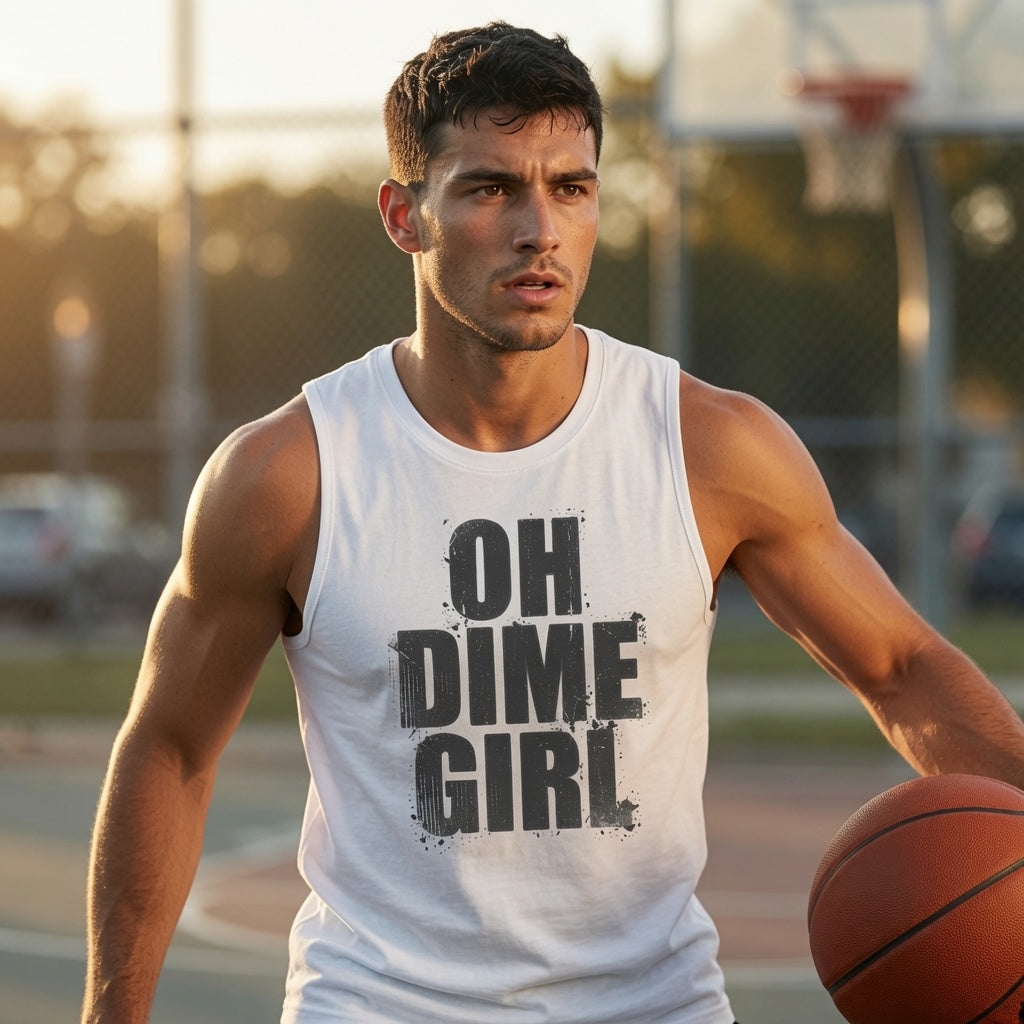 Oh Dime Girl Tank Top — Vintage Distressed Typography Cotton Tank