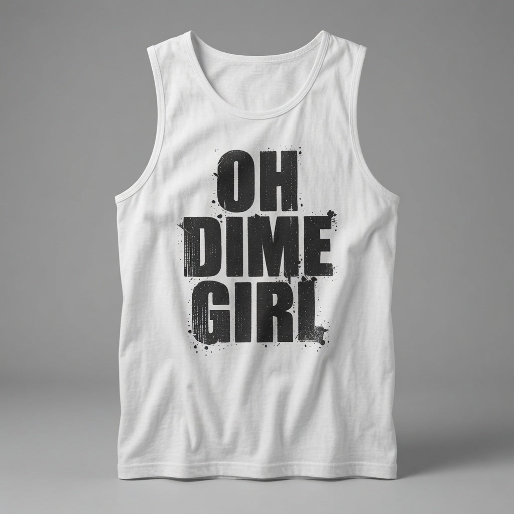 Oh Dime Girl Tank Top — Vintage Distressed Typography Cotton Tank