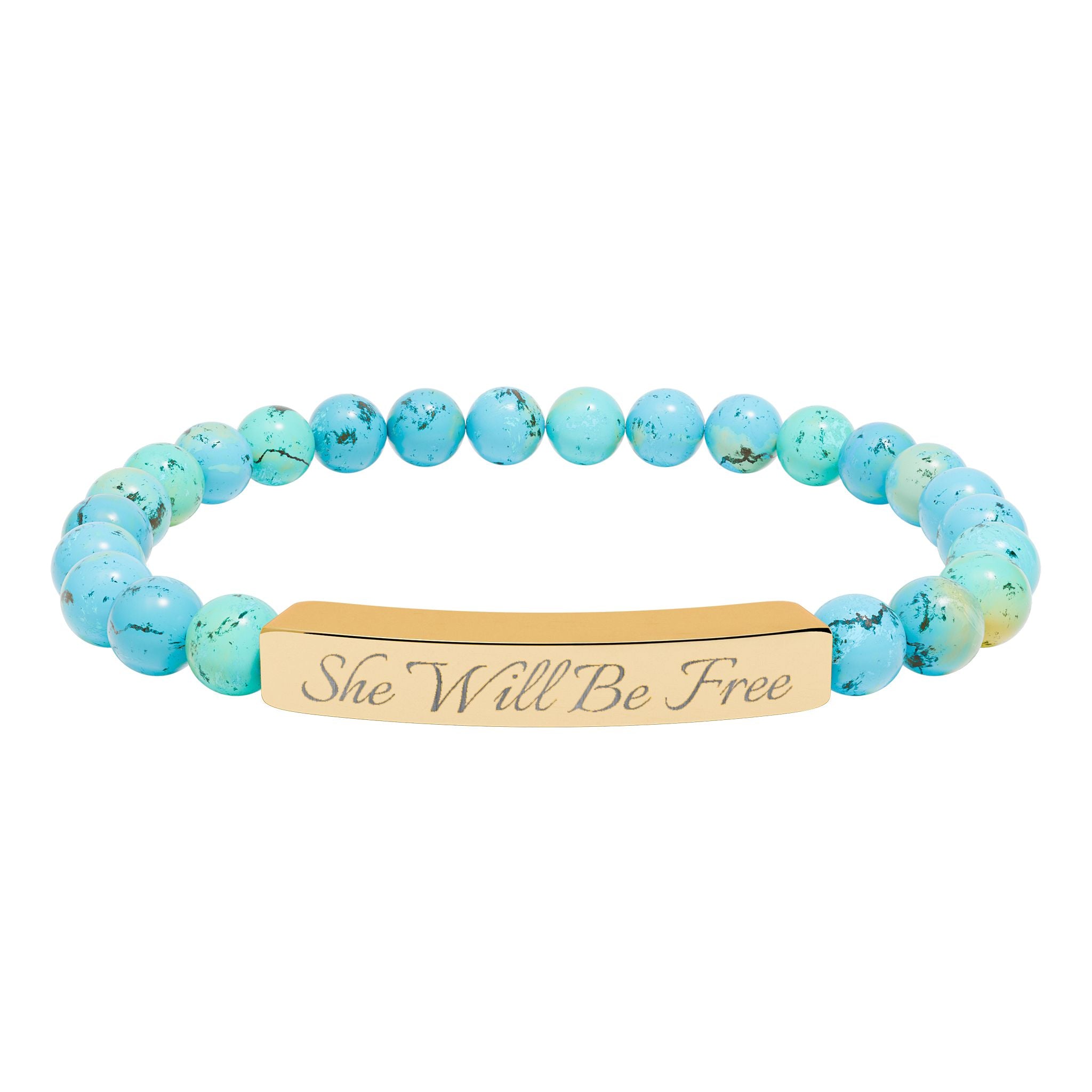 'She Will Be Free' Engraved Crystal Bracelet