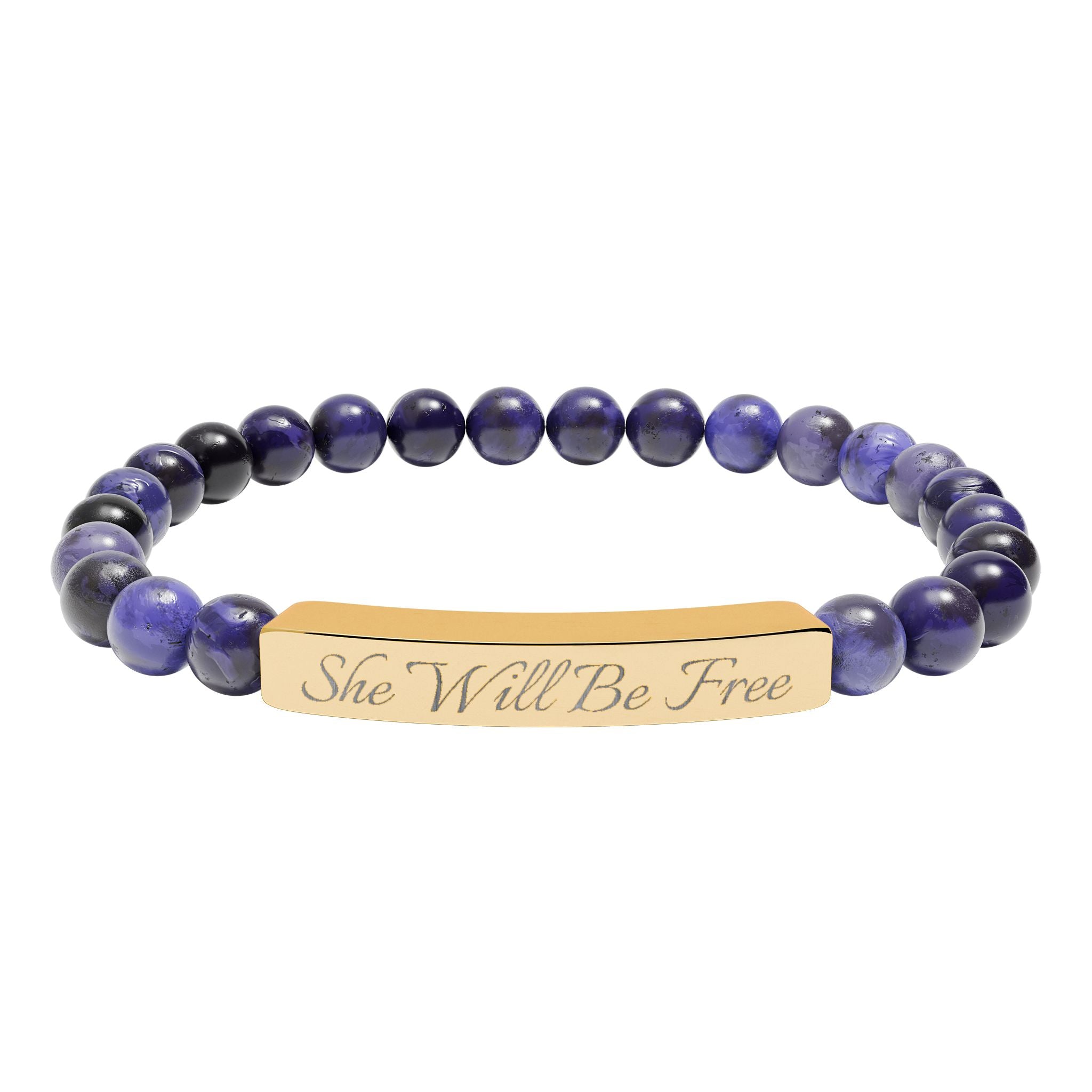 'She Will Be Free' Engraved Crystal Bracelet