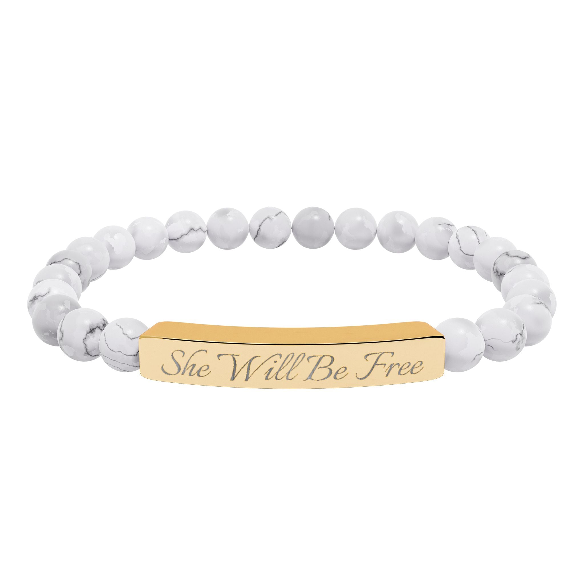 'She Will Be Free' Engraved Crystal Bracelet