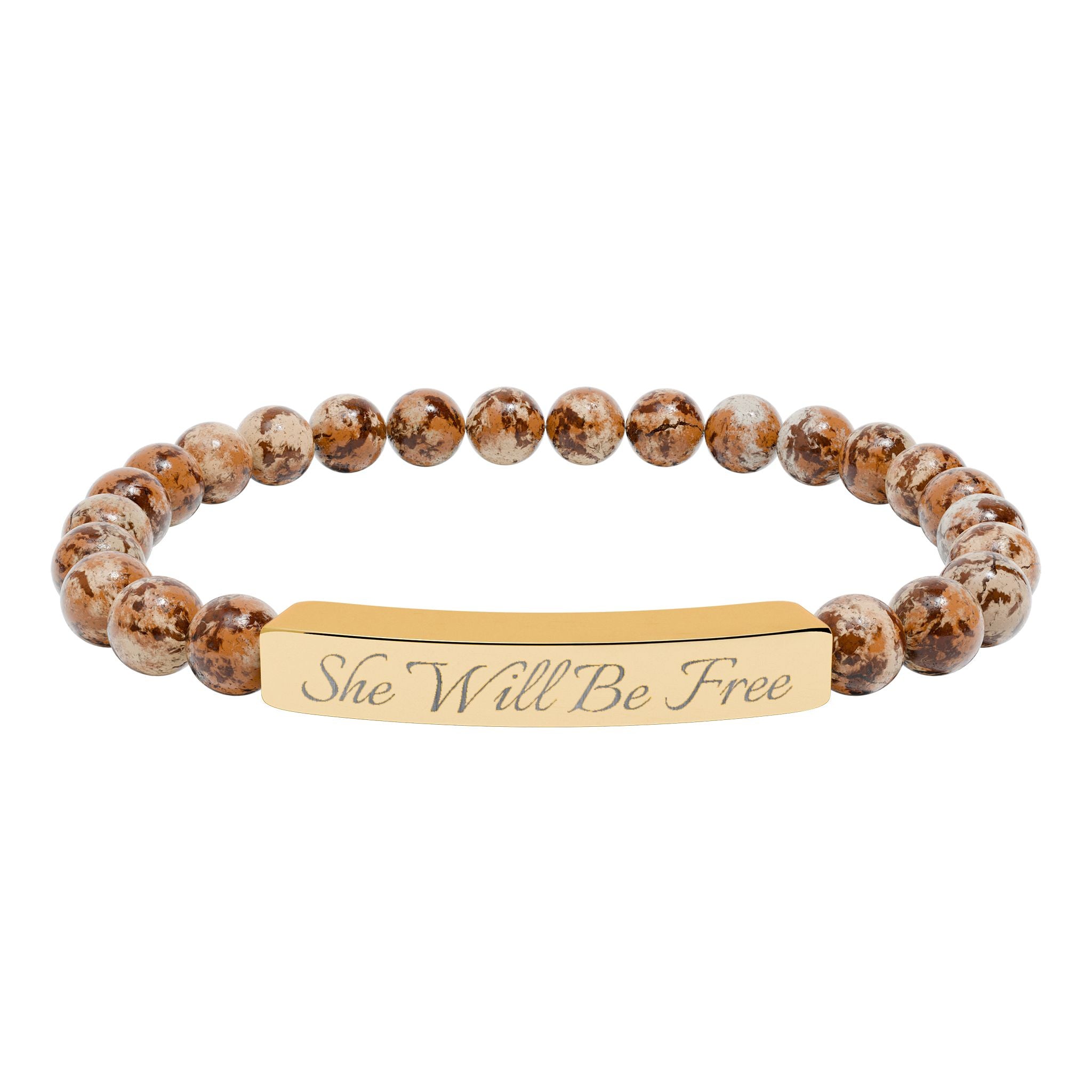 'She Will Be Free' Engraved Crystal Bracelet