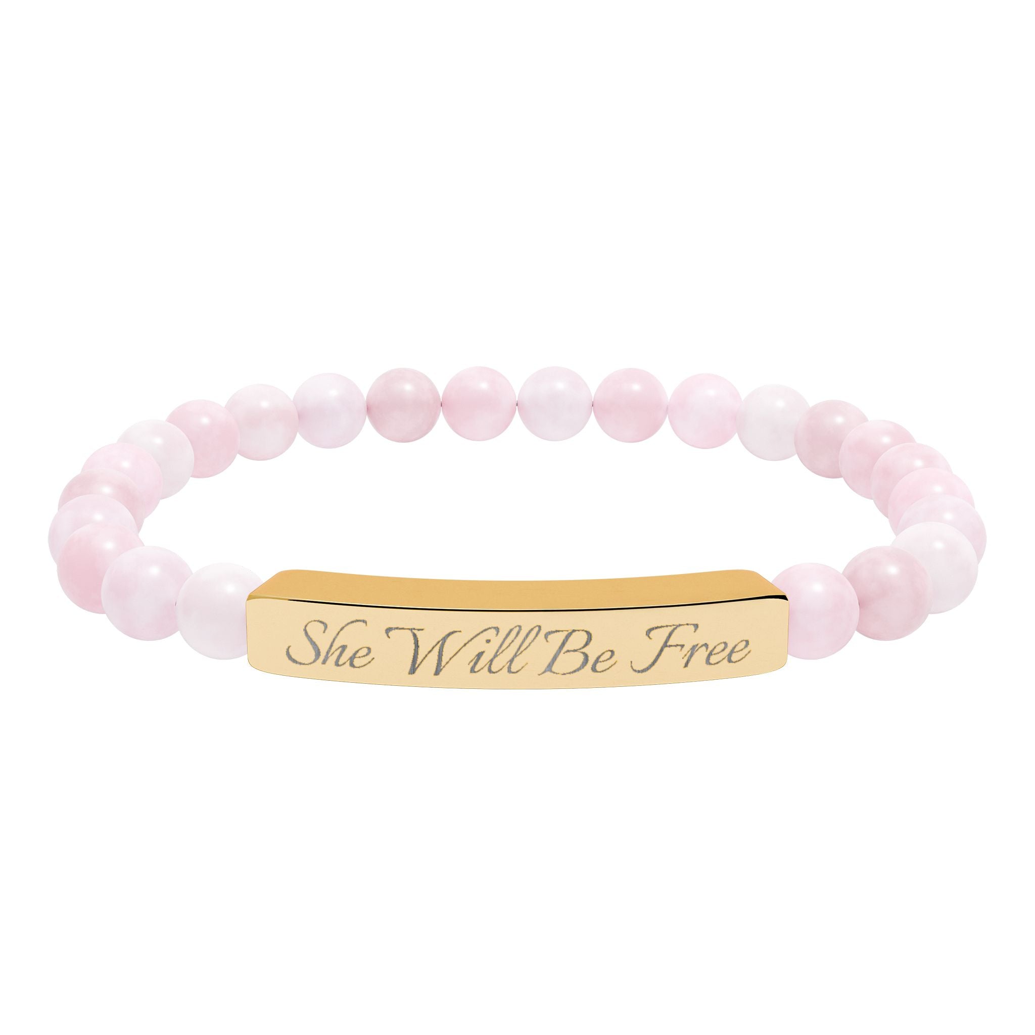 'She Will Be Free' Engraved Crystal Bracelet