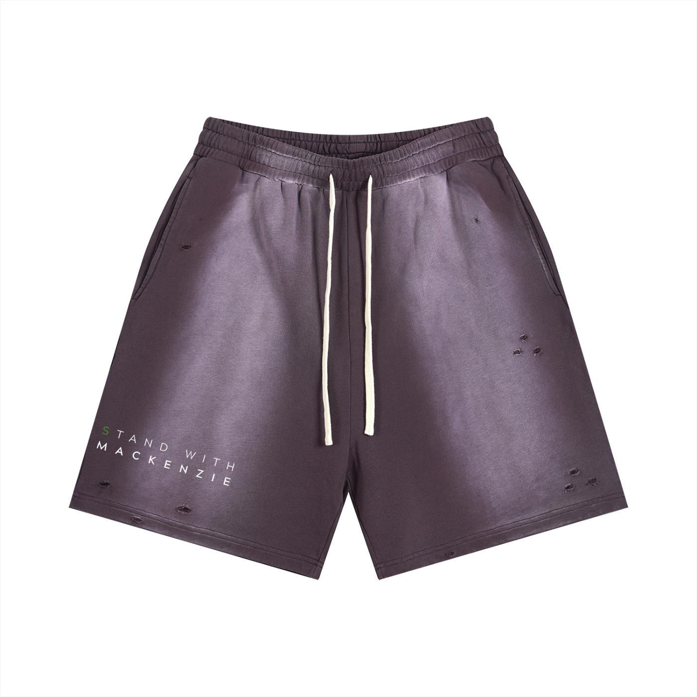'MS' Distressed Thigh-High Short